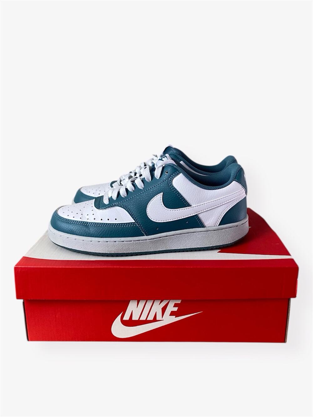 Nike Women’s Court Vision Low Next Nature Casual Sneakers White, Smoky Blue 9